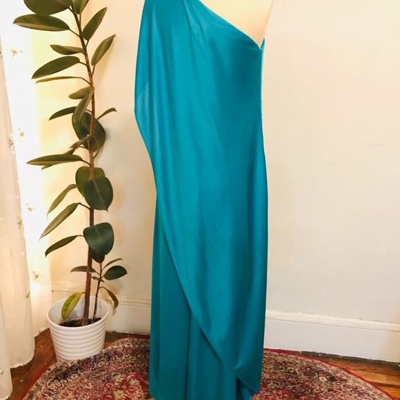 ILGWU Deep Sea Green One Shoulder Sequin Gown - Picture 6 of 8